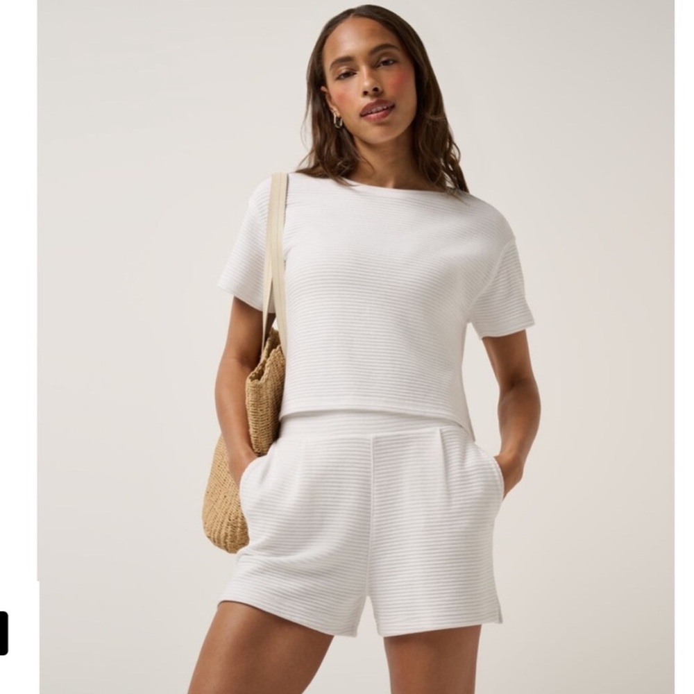 Travis Mathew White High Waist Ribbed Shorts